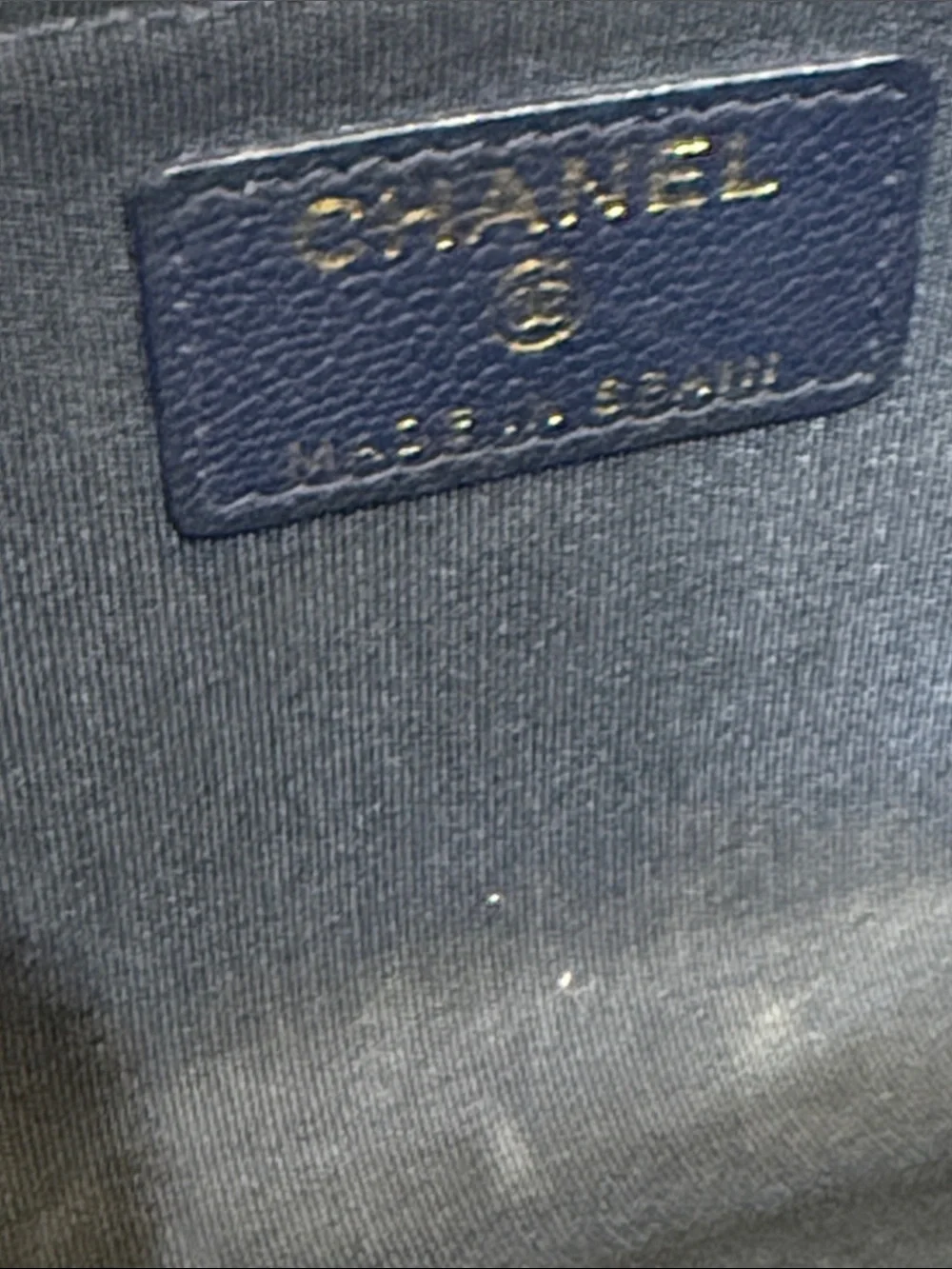 CHANEL Navy Leather CC Logo Key Pouch with Gold Chain